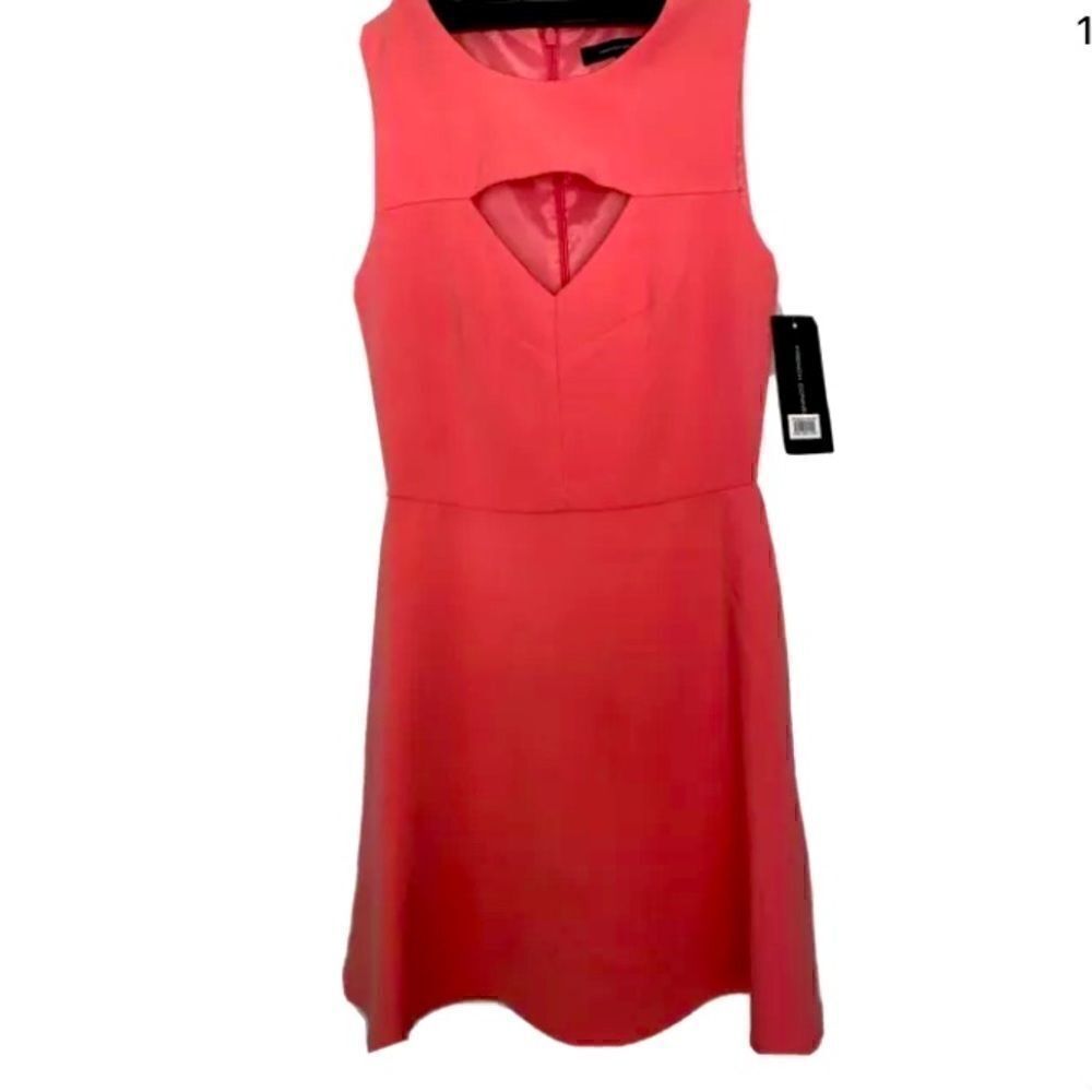 Nordstrom French Connection NWT A-line Dress Key Hole  Vibrant Pink